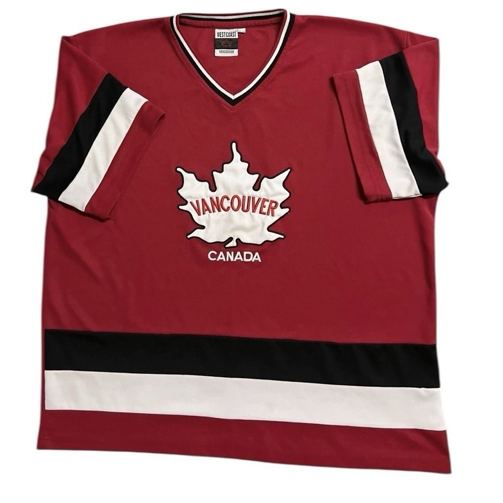 Vintage Vancouver Canada Hockey Jersey West Coast Red White Men's XL 90's - Picture 2 of 7